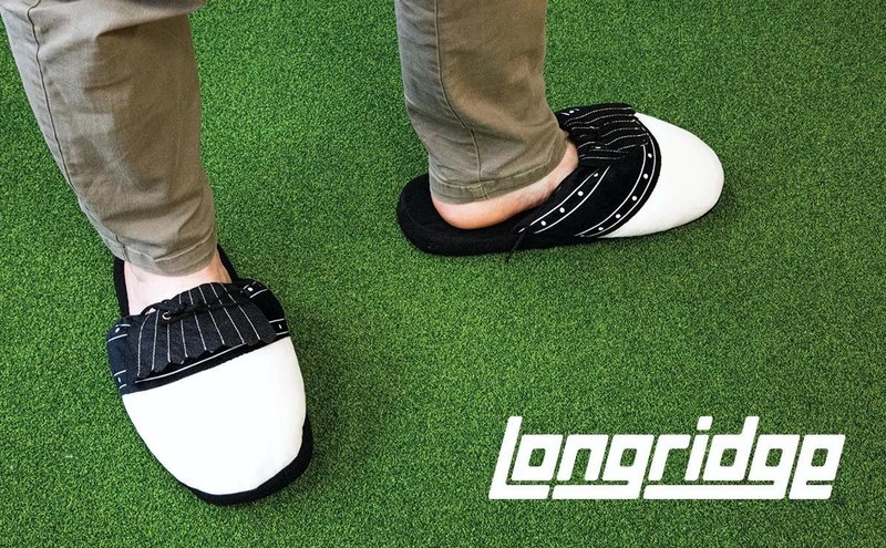 Longridge Golf Slippers (flaps) L (UK10-12) negro/blanco