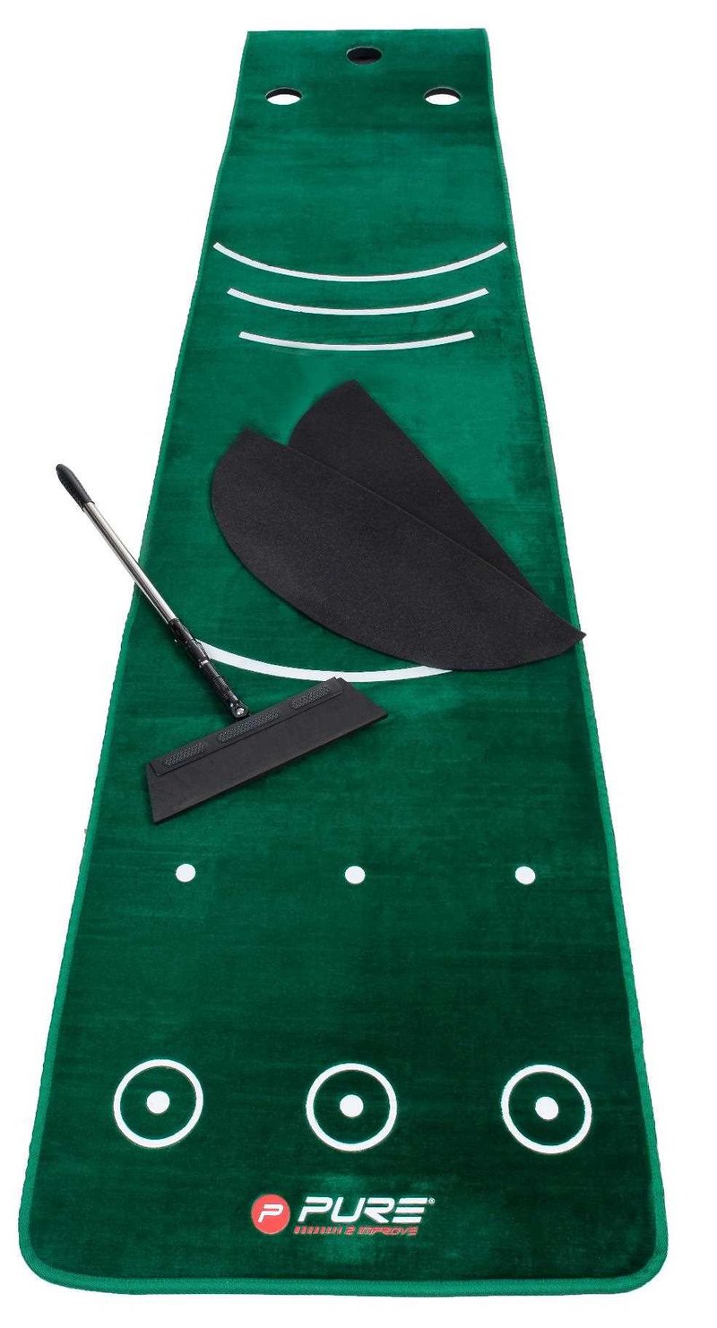 Pure 2 Improve Pure2Improve Dual Grain Putting Mat with Broom (335,3x69,9cm) ayuda de entrenamiento