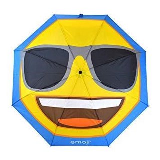 Emoji AutoFold Compact paraguas compacto, azul (cara #07 - gafas de sol)