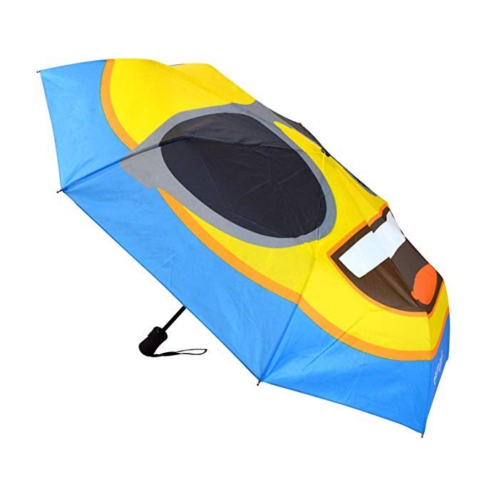 Emoji AutoFold Compact paraguas compacto, azul (cara #07 - gafas de sol)