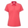 Polo Viviana Tipped en rosa paradise que muestra el detalle del cuello y los puños de canalé con ribete