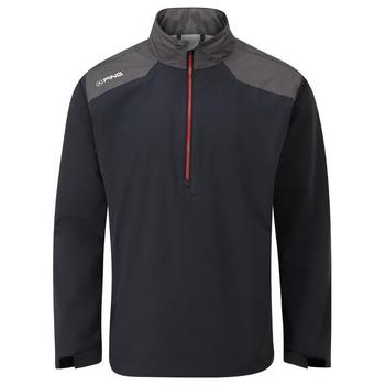 Chaqueta de golf impermeable de media cremallera Ping AquaDrive Negro/Asfalto – vista frontal