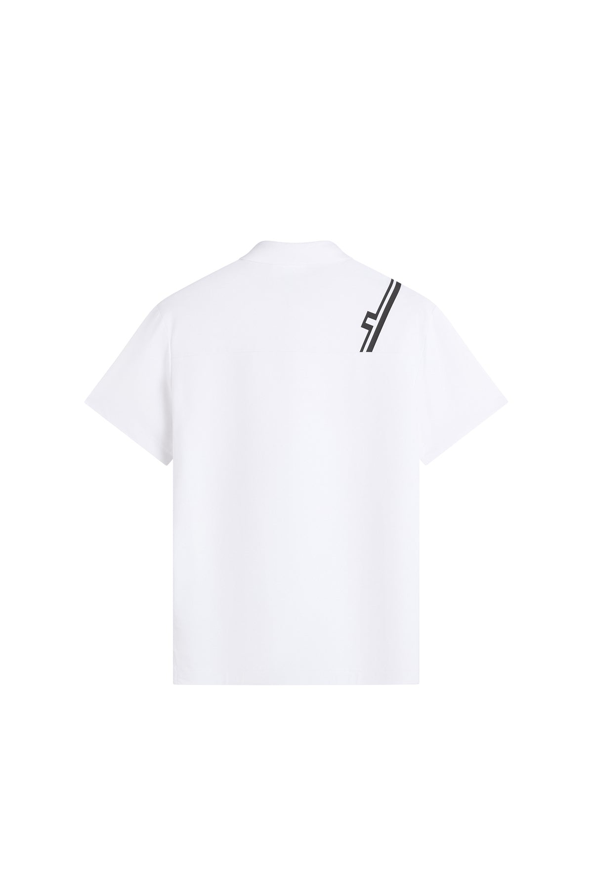 Polo J.Lindeberg Fred Blanco: detalle frontal con cuello de punto y tapeta de tres botones