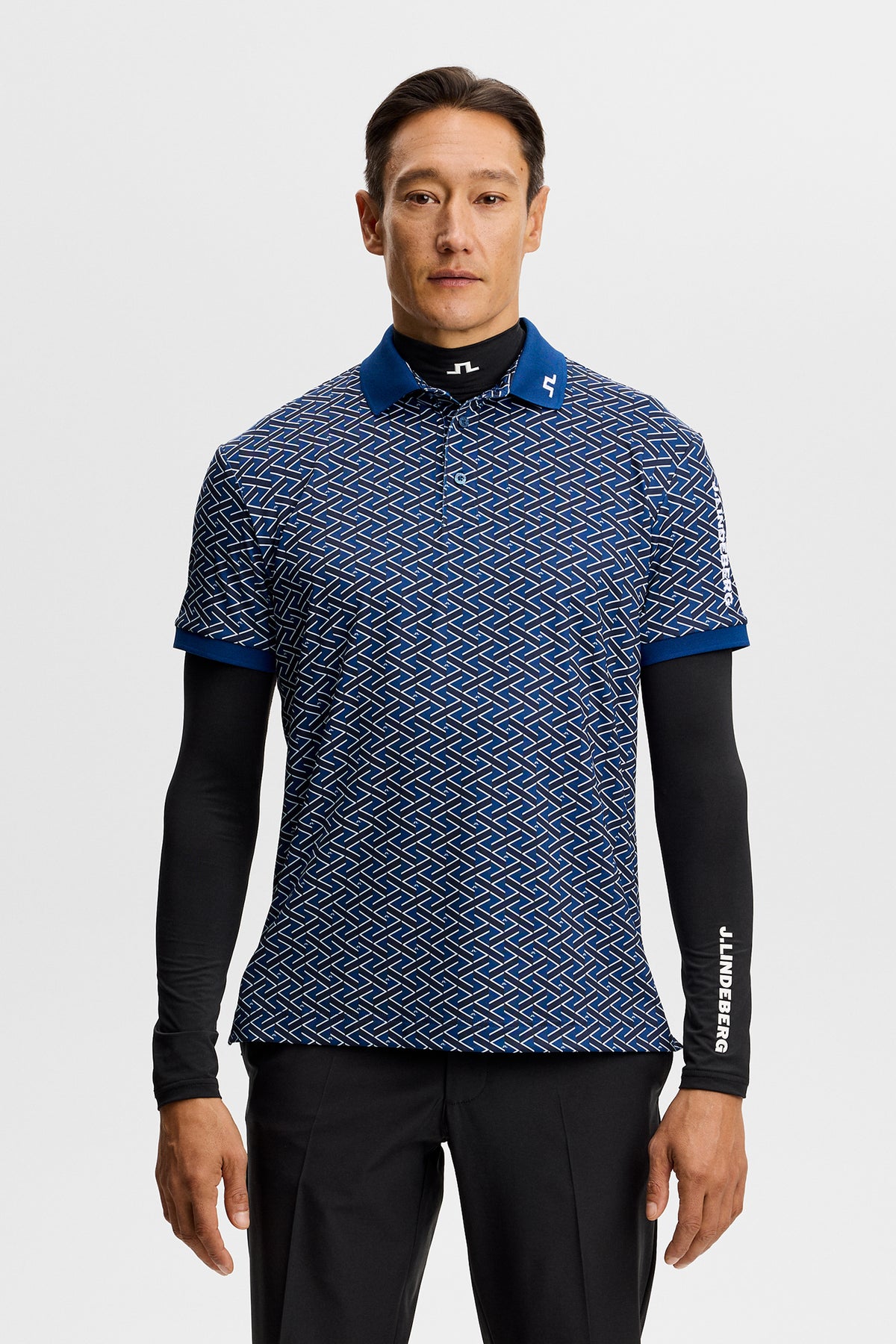 Polo J.Lindeberg Tour Tech Print Ladder Estate Navy - estilo de vida en el campo