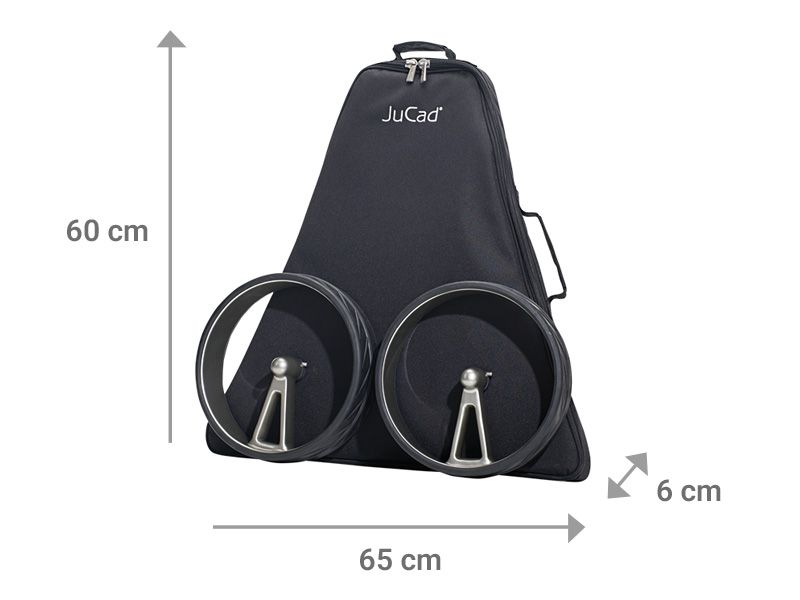 Dimensiones del paquete plano JuCad Phantom Titan 65x60x11 cm con bolsa de transporte JTTP