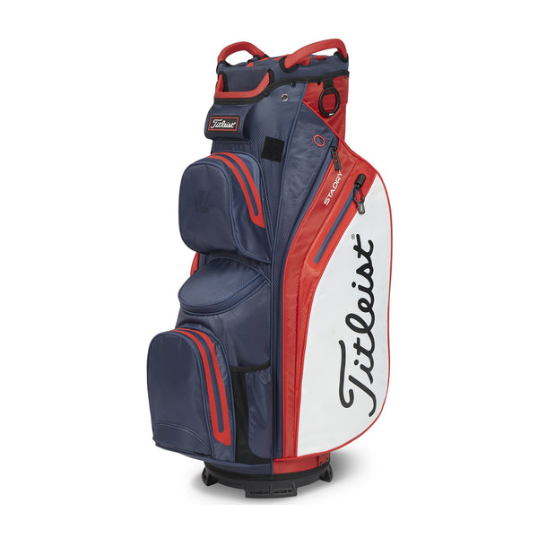 Bolsa de carro Titleist 14 StaDry Navy Red White — Construcción impermeable StaDry