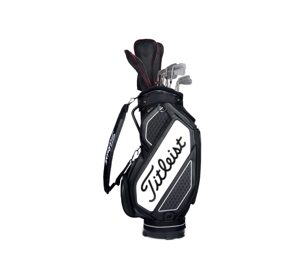 Bolsa Titleist Tour Series Midsize negro y blanco — diseño inspirado en el Tour
