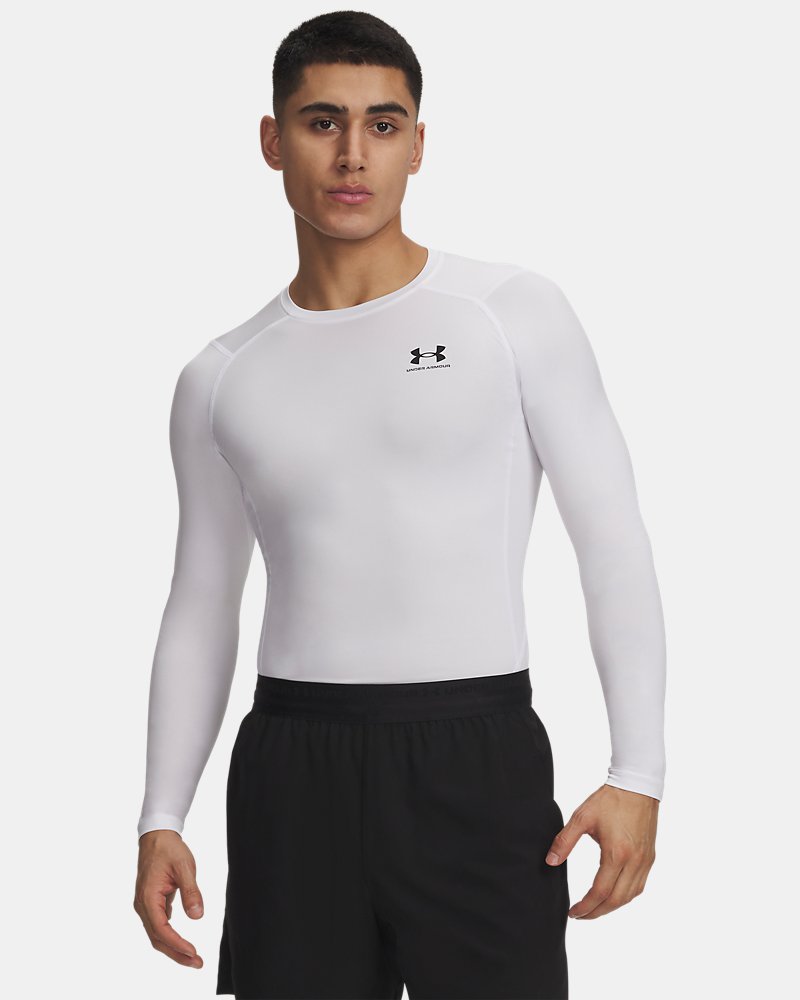Camiseta de manga larga de compresión Under Armour HeatGear: vista frontal que muestra el tejido HeatGear