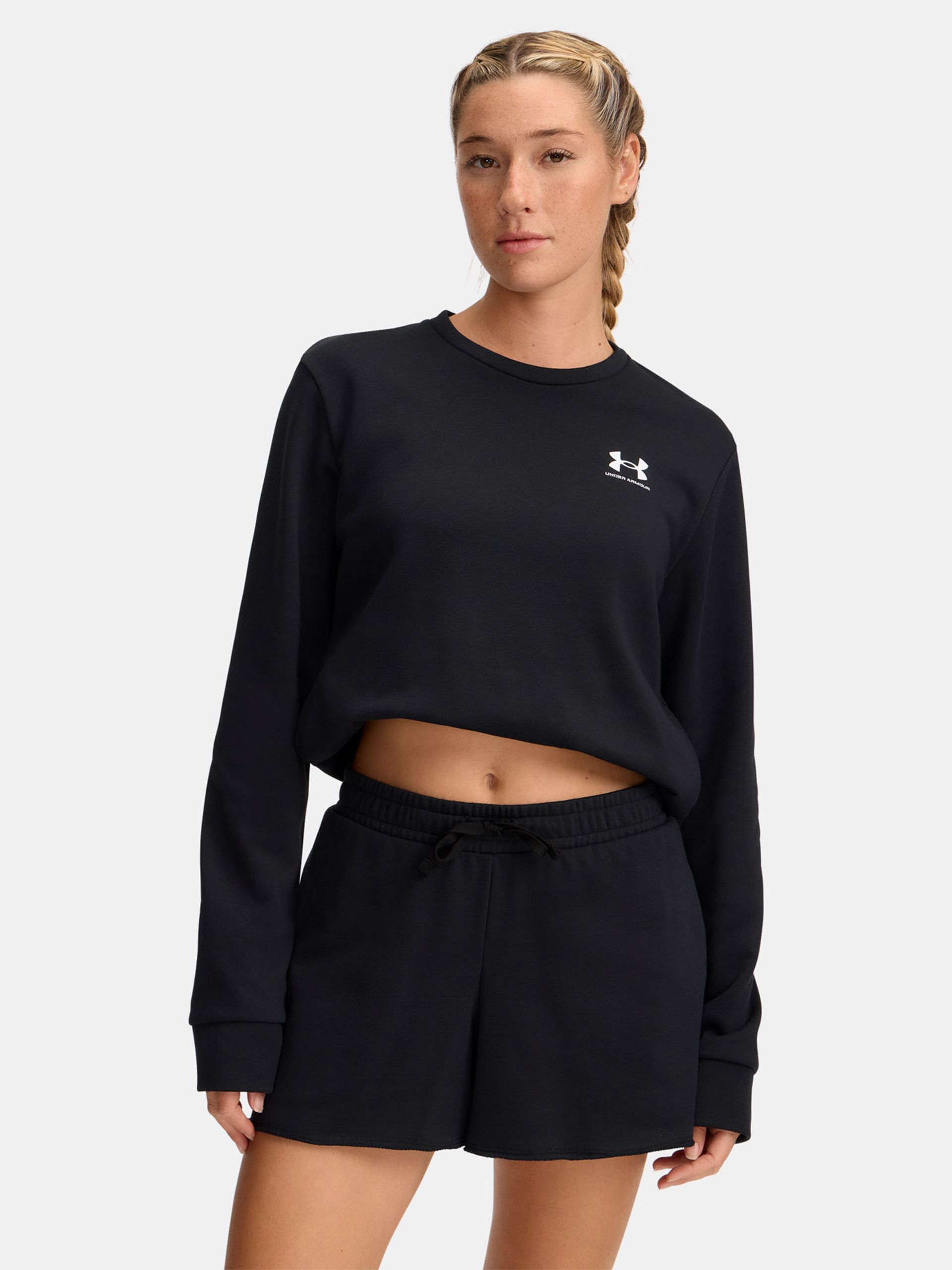 Sudadera para mujer Under Armour Rival Terry Crew negro – vista frontal