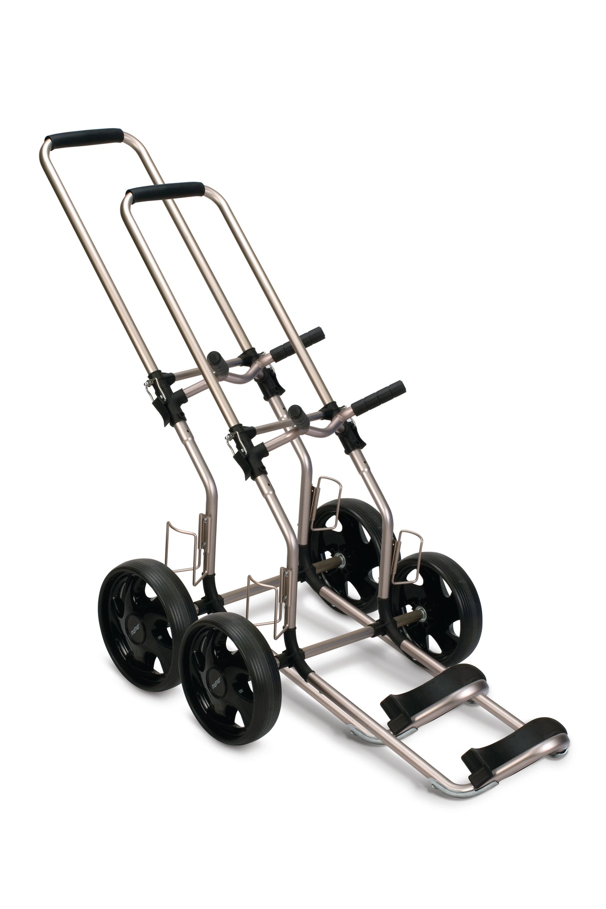 Carros Bag Boy Rental Dual Tube apilados y encajados entre sí