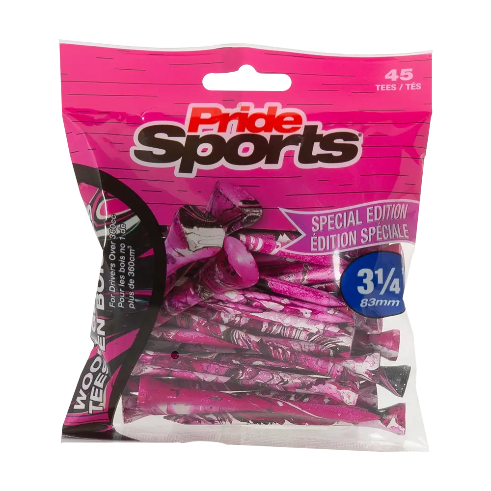 Empaque de tees Pride Sports Special Edition Paint Splatter en rosa neón y negro