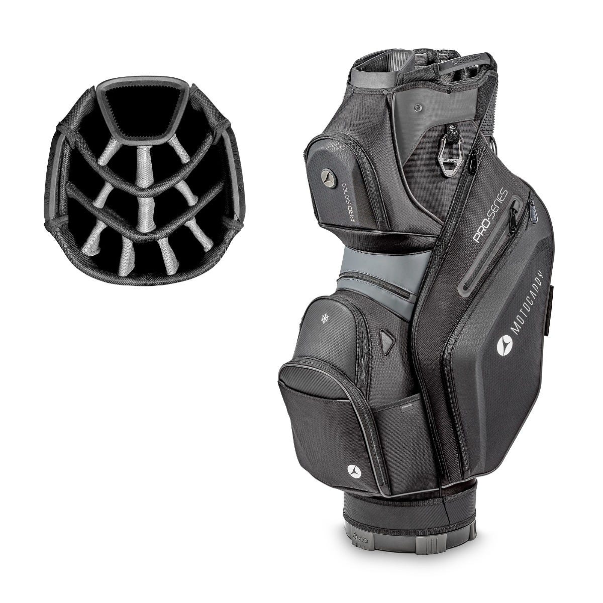 Bolsa de carro Motocaddy Pro-Series 2025 – Color negro/carbón y materiales premium