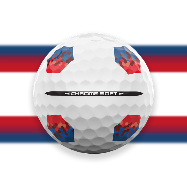 Callaway Chrome Soft 2026 TruTrack Azul/Rojo – detalle de alineación y retroalimentación de rodadura