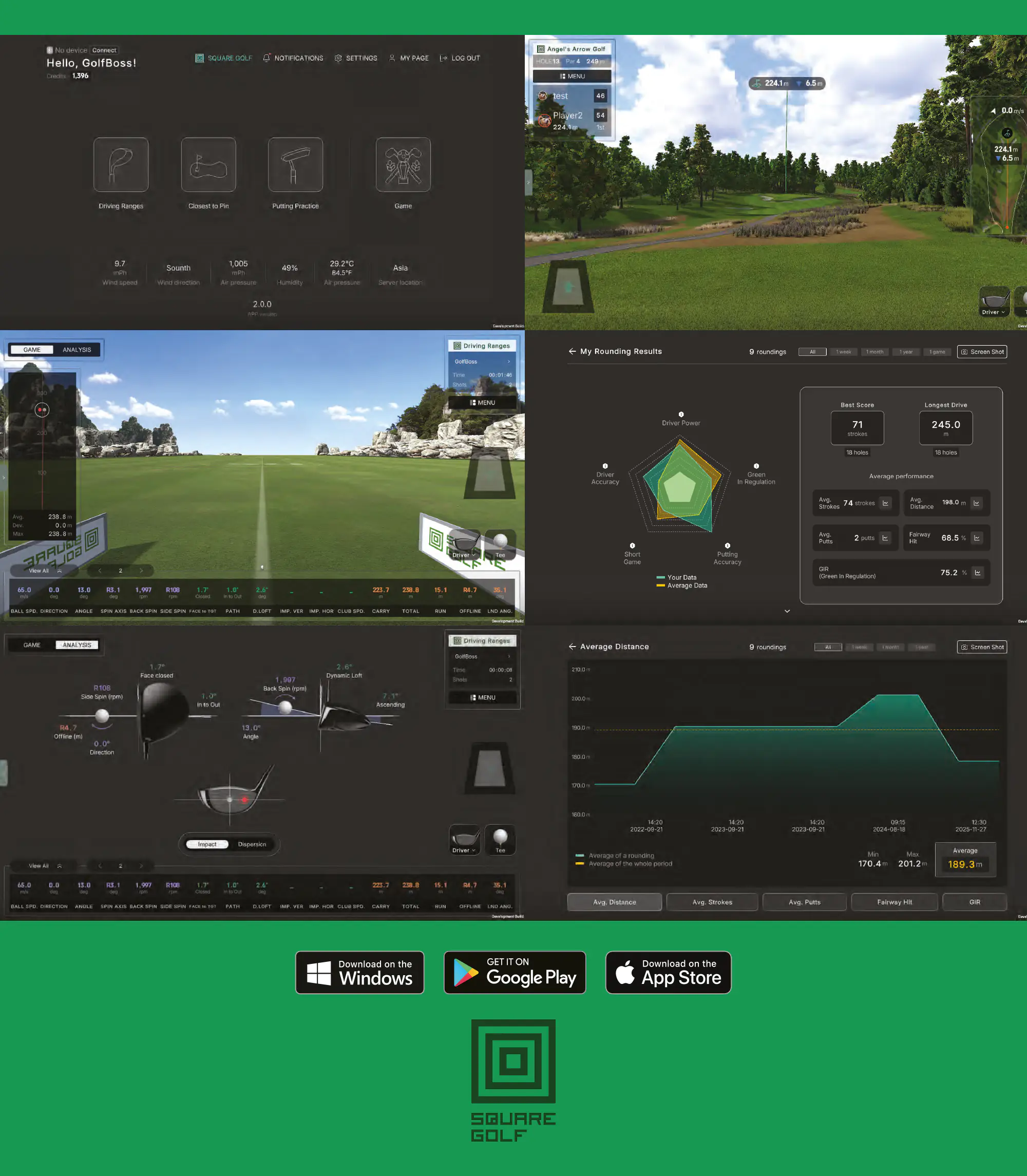 Aplicación Square Golf