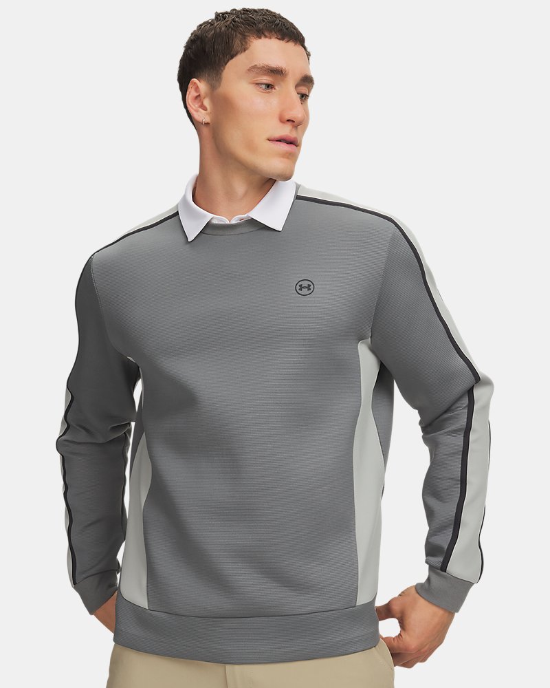 UA Drive Crew Midlayer vista frontal gris
