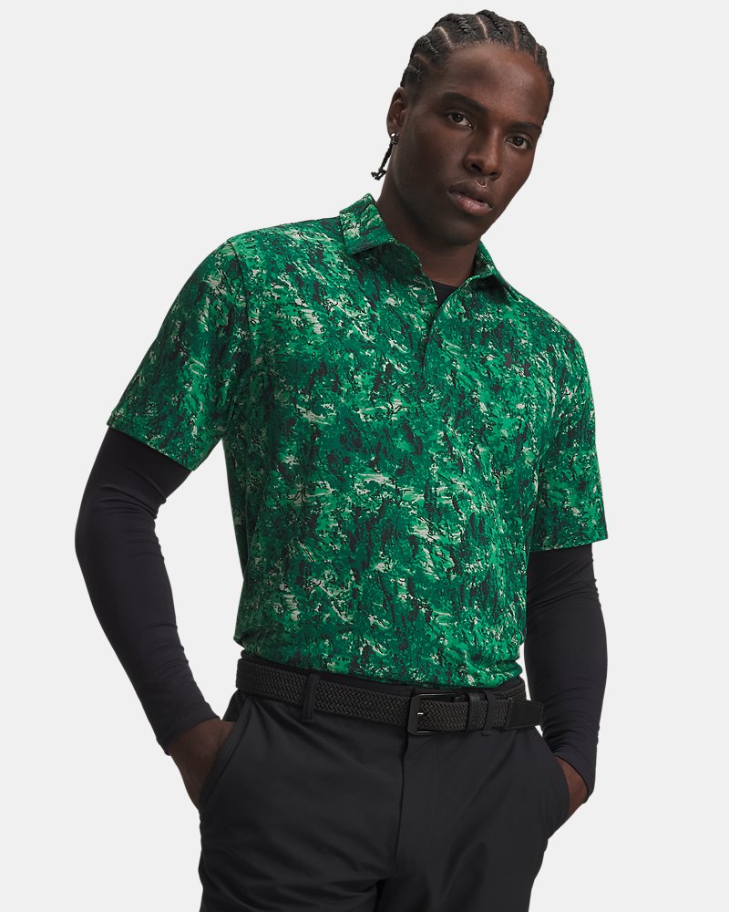 Polo UA Playoff 3.0 Printed – vista frontal, verde