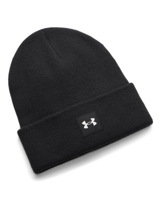Under Armour Halftime Cuff Beanie vista frontal, negro