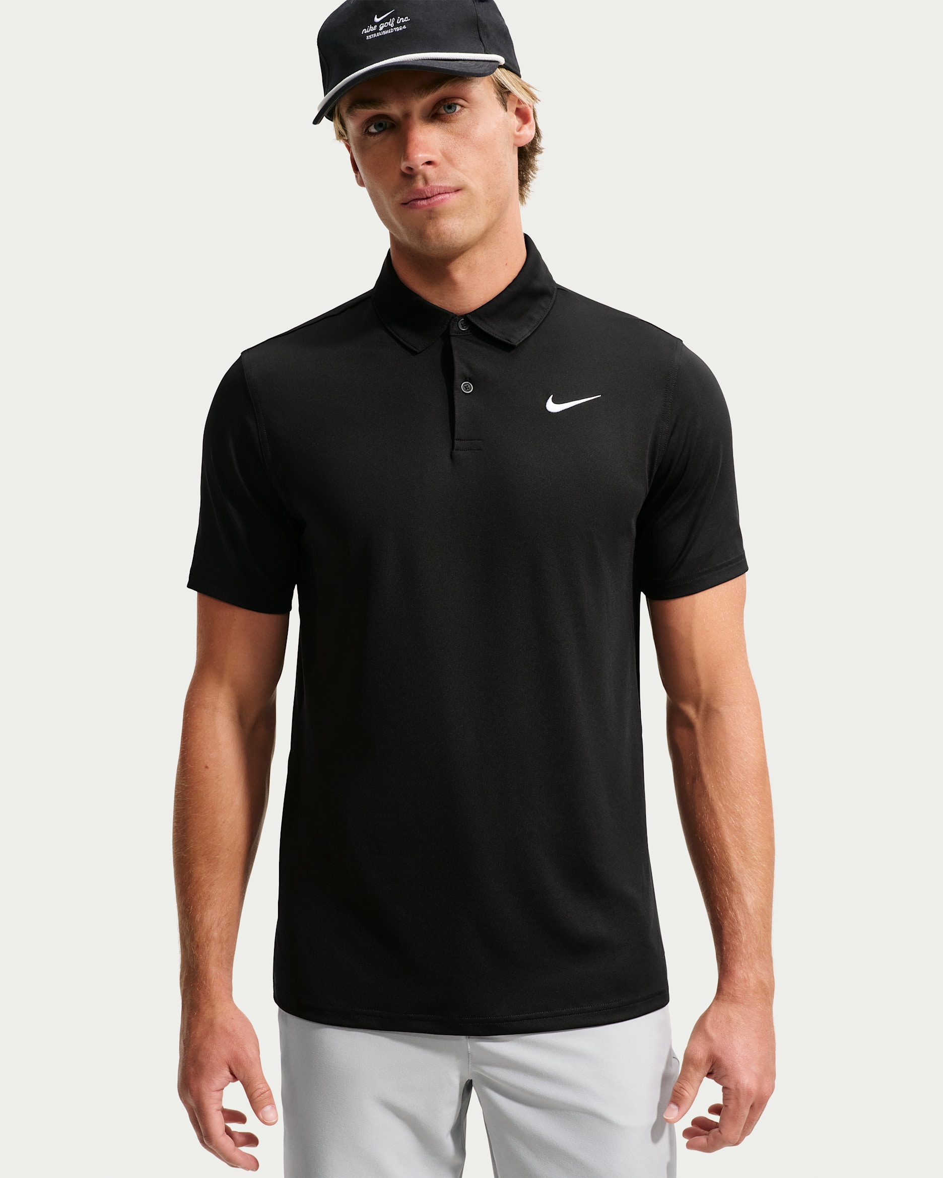 Polo de golf Nike Velocity Dri-FIT Negro/Blanco – vista frontal