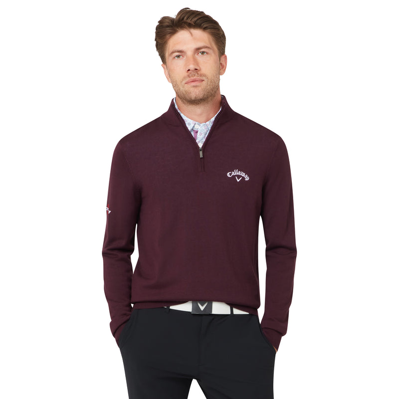 Callaway Blended Merino 1/4 Zip Sweater Italian Plum – vista frontal