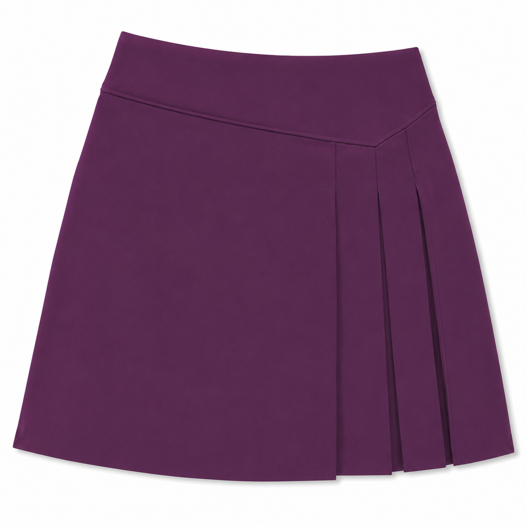 Skort de golf Callaway Gloxinia Side Pleat — vista frontal mostrando la silueta en A y los pliegues laterales