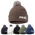 Gorro de punto PING Golf Cresting en Laurel – vista frontal que muestra la construcción SensorWarm y la marca bordada