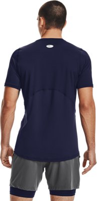 Under Armour HeatGear Fitted Short Sleeve – Midnight Navy, vista trasera mostrando paneles de malla
