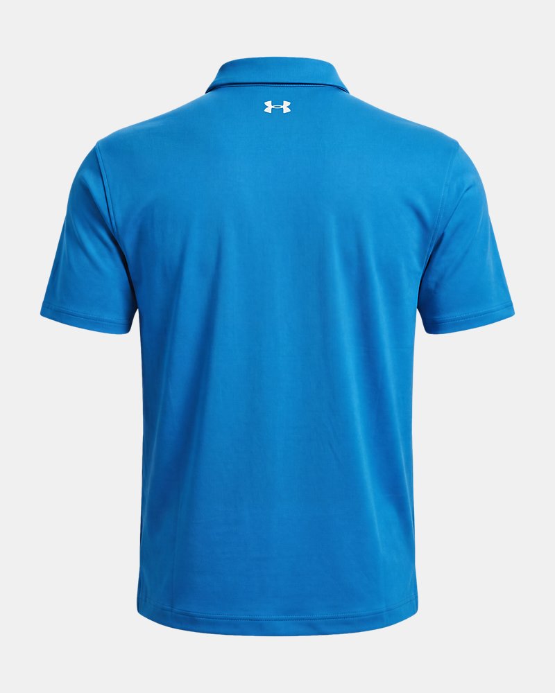 Polo Under Armour Tee To Green Pique – vista trasera, azul egeo
