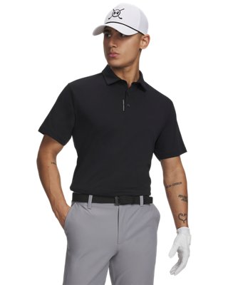 Vista frontal del polo UA ArmourDry mostrando el tejido con tecnología UA Helix