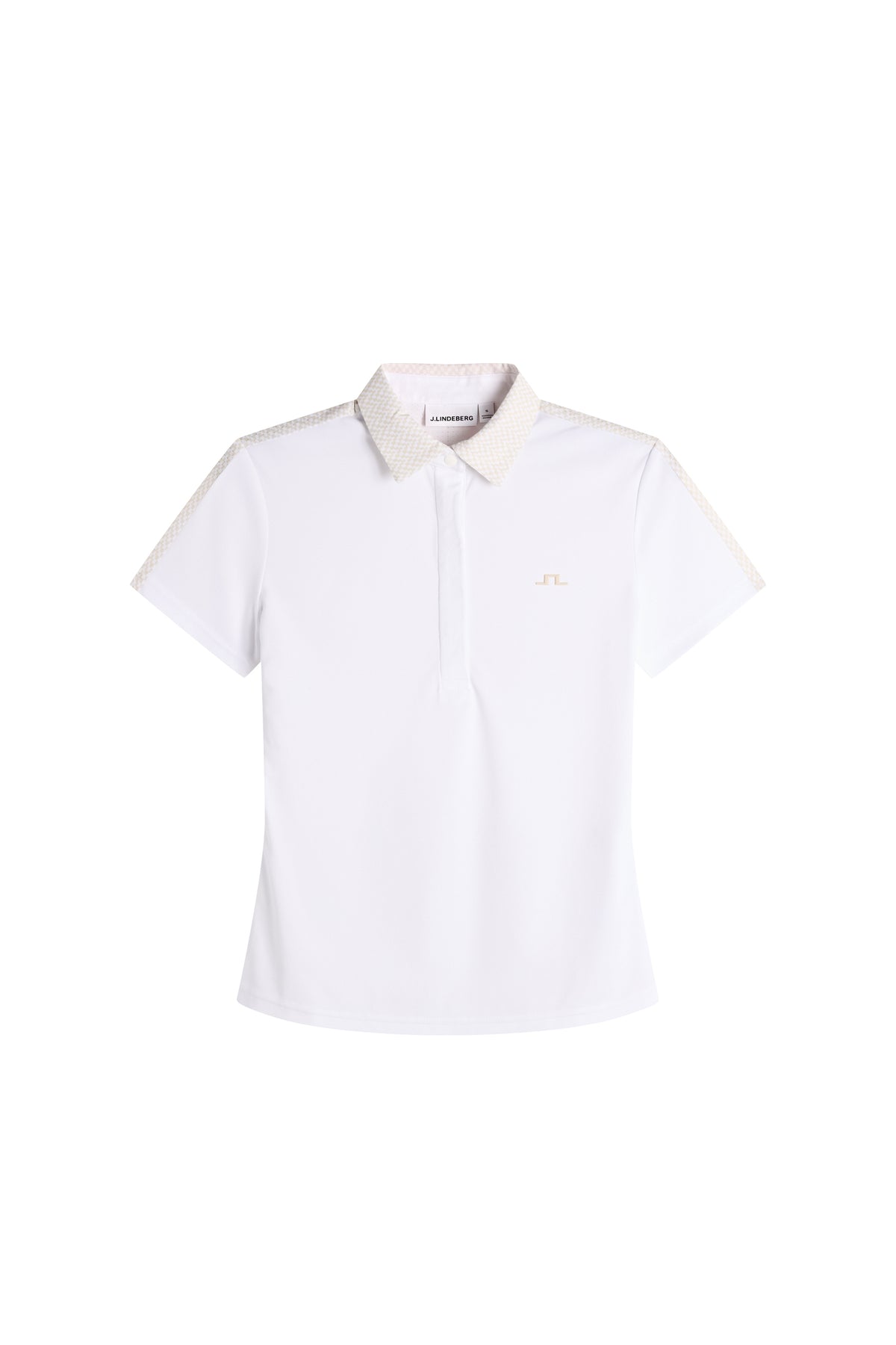 Polo J.Lindeberg Cara Polo Print Blanco – vista frontal mostrando el tejido blanco limpio y el ajuste regular