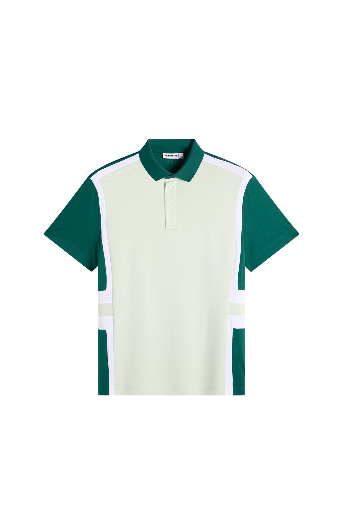 Polo J.Lindeberg Finn Forest Biome – vista frontal mostrando cuello acanalado y tapeta de botones