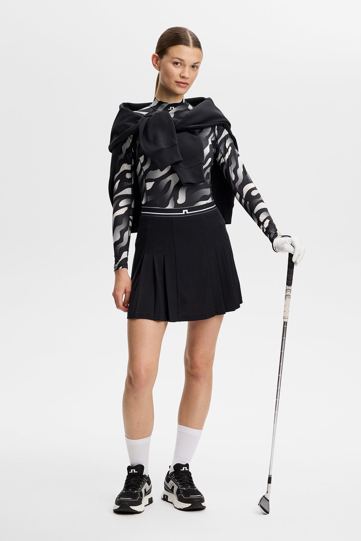 J.Lindeberg Ella Print Compression Top Bunker Fade Black Moonbeam - detalle del estampado