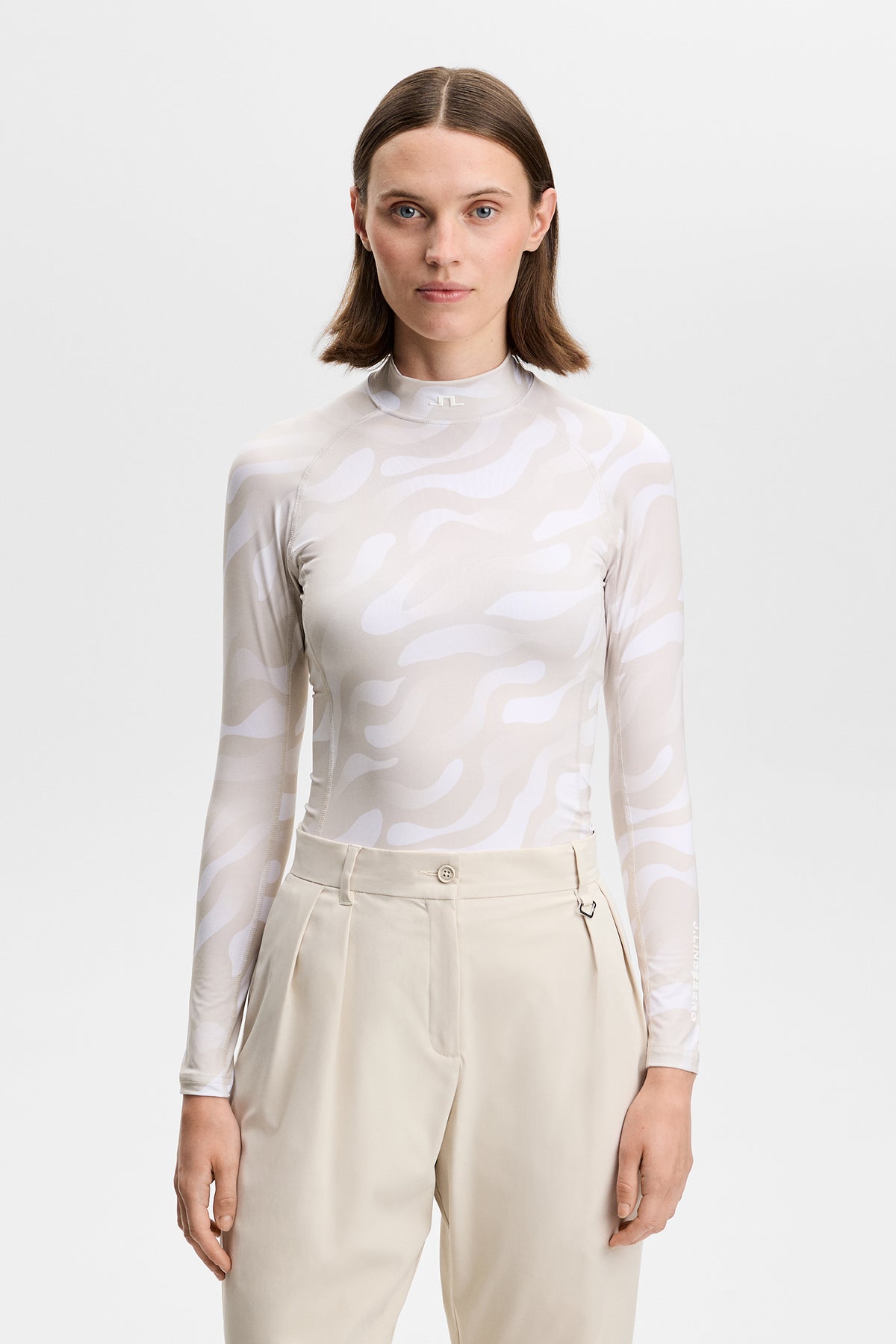 Top de compresión J.Lindeberg Ella Print Bunker Fade Moonbeam White &ndash; estilo de vida en el campo