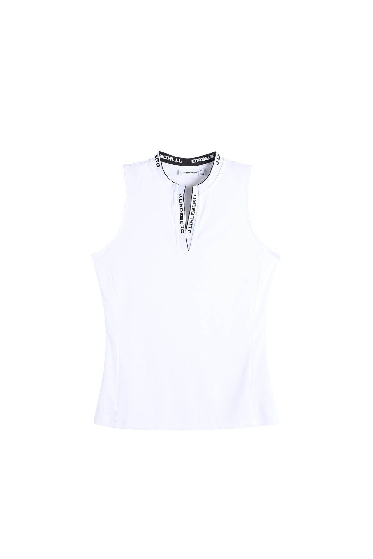 Top sin mangas J.Lindeberg Leya Blanco - detalle del cuello y la tapeta