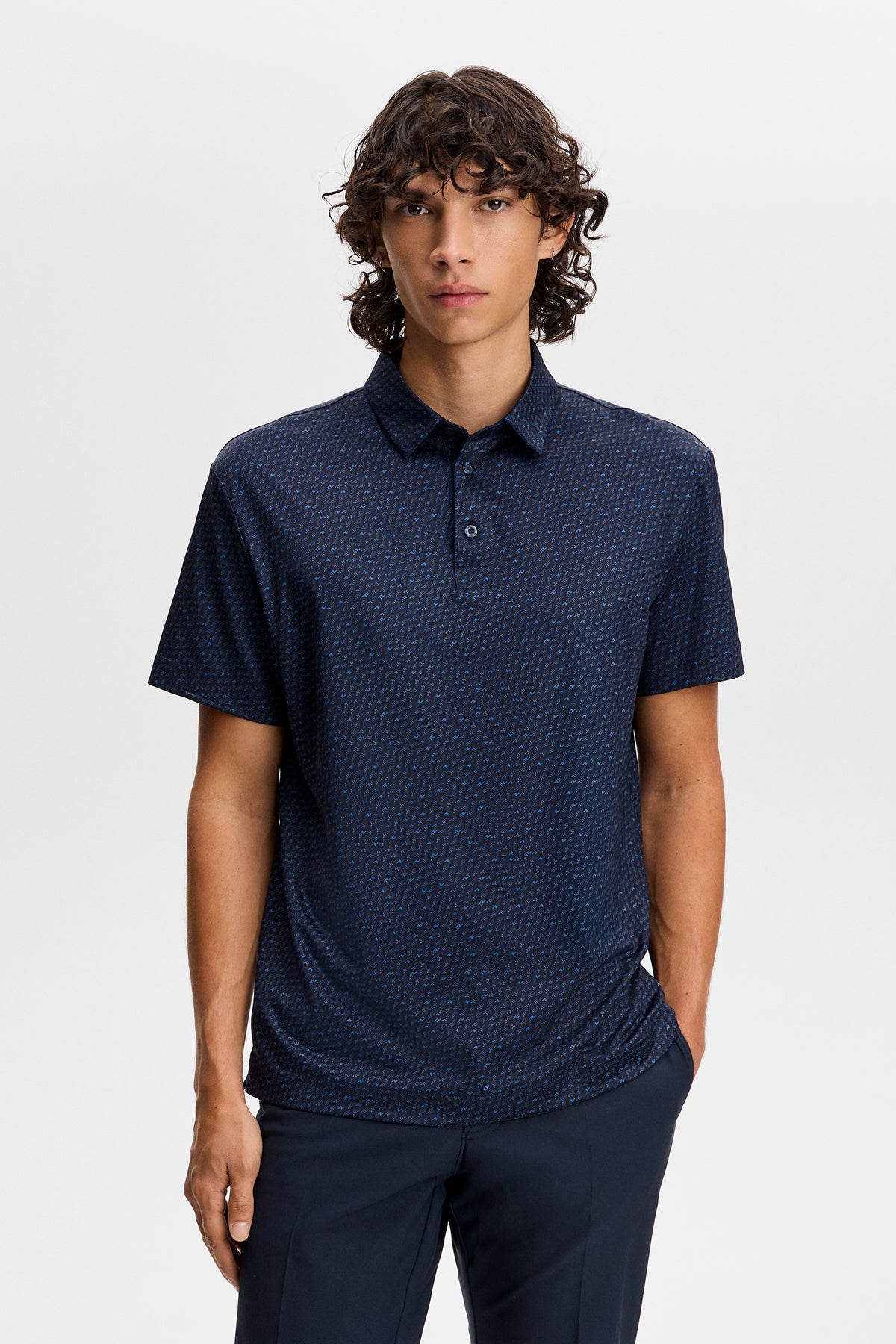J.Lindeberg Tod Print Polo Bias Bridge Micro Navy Set – estilo de vida en el campo